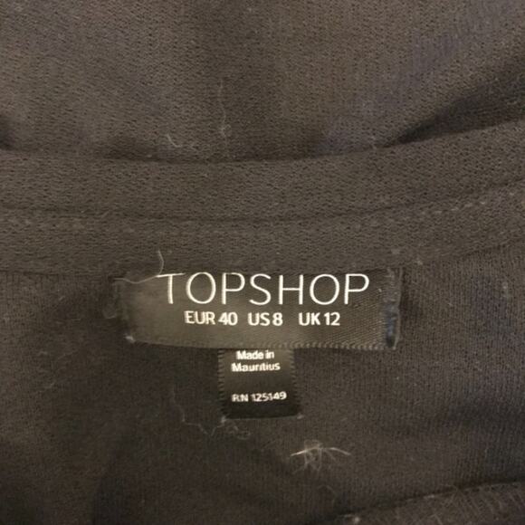 Topshop Black Scalloped Frill Tee Blouse 8 - Picture 6 of 7